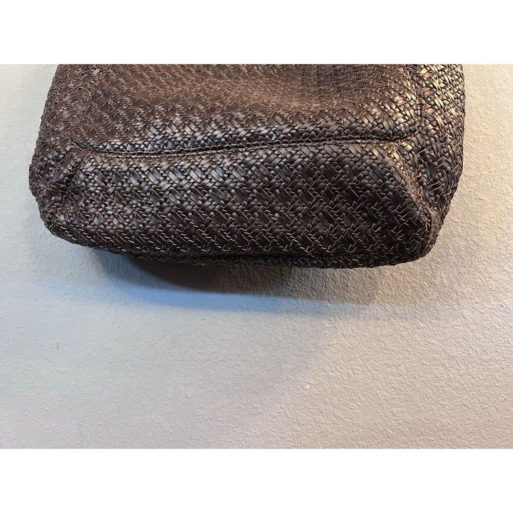 COACH EUC KRISTIN PINNACLE WOVEN LEATHER BROWNTOTE PURSE, 19746 MSRP $1200 - Picture 8 of 11
